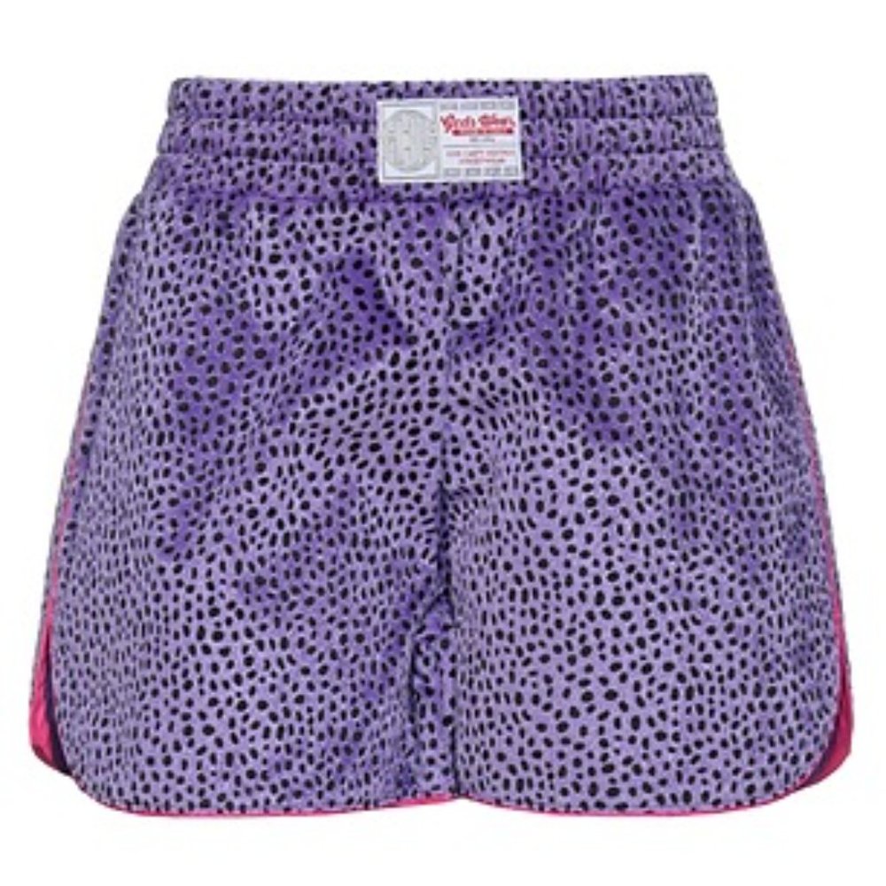 GCDS Purple Velvet Flocked Cheetah Print Boxing Shorts - XL, Brand New with Tags